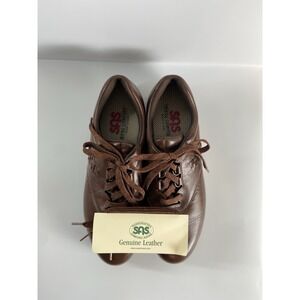 SAS Free Time Shoes 10N Brown Leather Comfort Walking Lace Up Womens USA